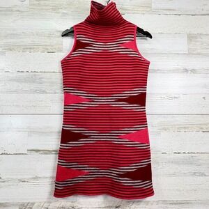 Title Nine Sleeveless Turtleneck Dress Geo Stripe Knit Extra Fine‎ Merino Wool M